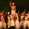 Ranchi 12.2.2011 - Birsa Munda dance in progress performs during the inaugural function of the 34th National Games at Birsa Munda Athletic stadium in Ranchi HT-PHOTO-DIWAKAR PRASAD