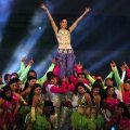 Ranchi,Jharkhand 26 Feb 2011 :: Bollywood hotcame actor Katrina Kaif with cineyug artist performs during the closing ceremony of the 34th National Games at Birsa Munda Athletics Stadium in Ranchi, Jharkhand on Saturday.photo-Ratan Lal